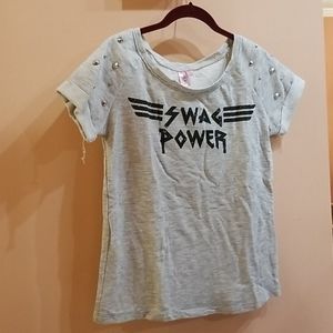2 for$16 Girls, teens, grey shirt "Swag Power " logo